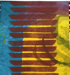 Abendlicht, Tusche und Öl auf Japanpapier, 40x20, 2018, Foto Nadine Seeger