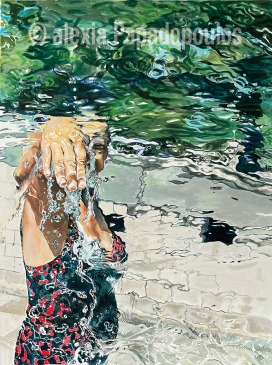 &bdquo;Watercurtain&ldquo;,  Acryl auf Leinwand, 120 x 90cm, 2025